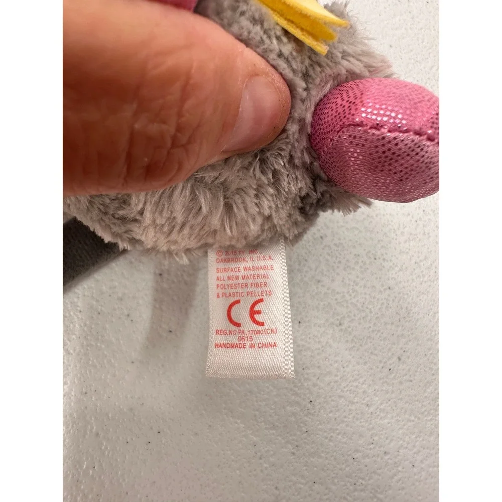 Ty Beanie Boos Squeaker Mouse Plush Lot 2 Grey Pink Cheese Stuffed Animal 6 in